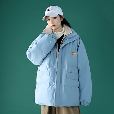 Γυναικείο χειμερινό μπουφάν φαρδύ μοντέλο με απομίμηση φούτερ