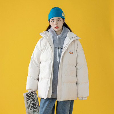 Γυναικείο χειμερινό μπουφάν φαρδύ μοντέλο με απομίμηση φούτερ