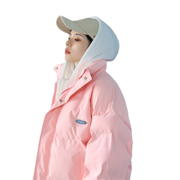 Γυναικείο χειμερινό μπουφάν φαρδύ μοντέλο με απομίμηση φούτερ