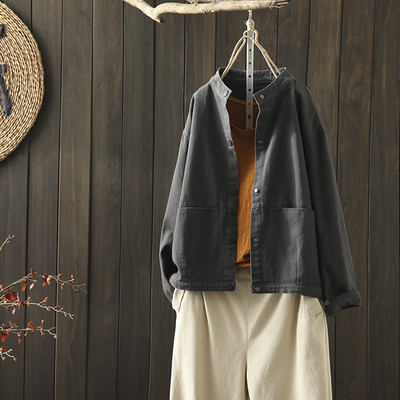 Γυναικείο τζιν μπουφάν φαρδύ μοντέλο για το φθινόπωρο και το χειμώνα