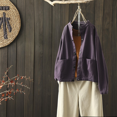 Γυναικείο τζιν μπουφάν φαρδύ μοντέλο για το φθινόπωρο και το χειμώνα