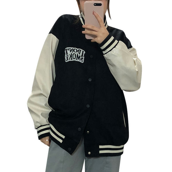 Geacă casual de damă cu nasturi și inscripție