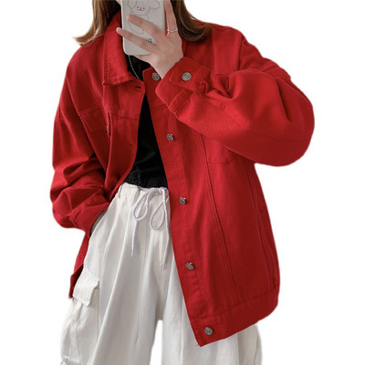 Γυναικείο τζιν μπουφάν με κουμπιά - σε διάφορα χρώματα