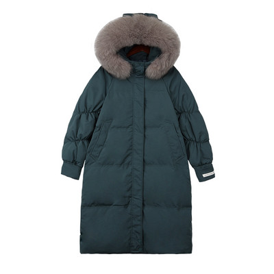 Μακρύ γυναικείο μπουφάν με  κουκούλα