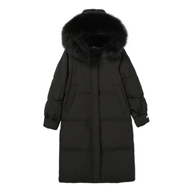 Μακρύ γυναικείο μπουφάν με  κουκούλα