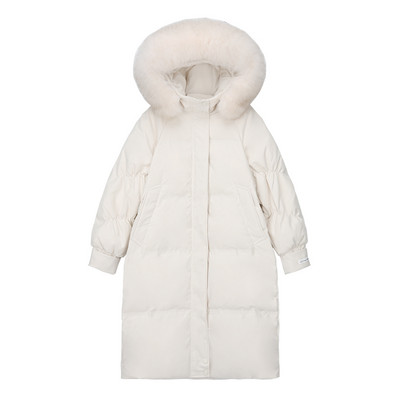 Μακρύ γυναικείο μπουφάν με  κουκούλα