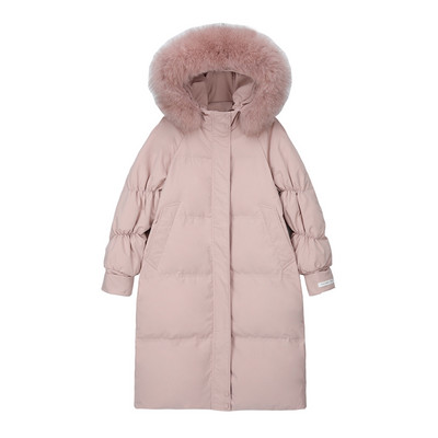 Μακρύ γυναικείο μπουφάν με  κουκούλα