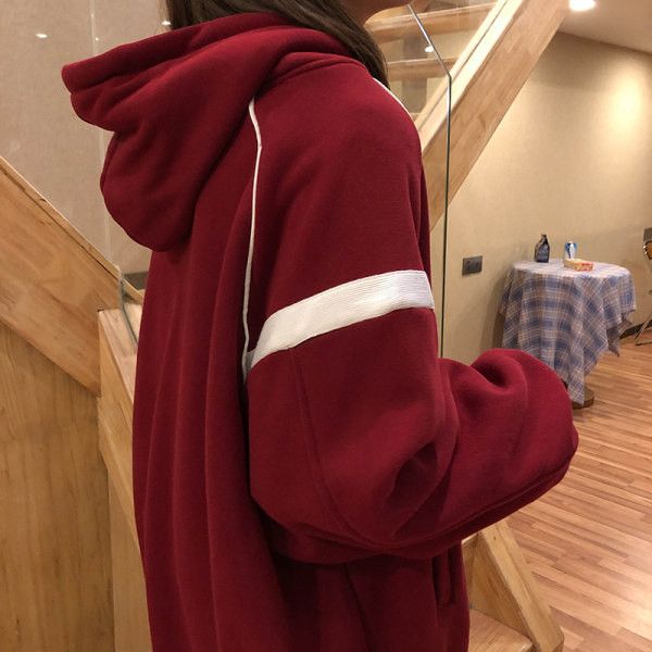 Φαρδύ μοντέλο γυναικείο φούτερ με φερμουάρ και κουκούλα