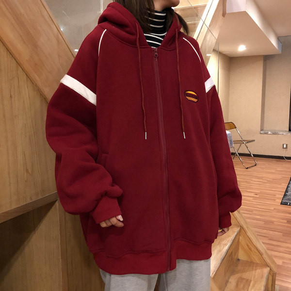 Φαρδύ μοντέλο γυναικείο φούτερ με φερμουάρ και κουκούλα