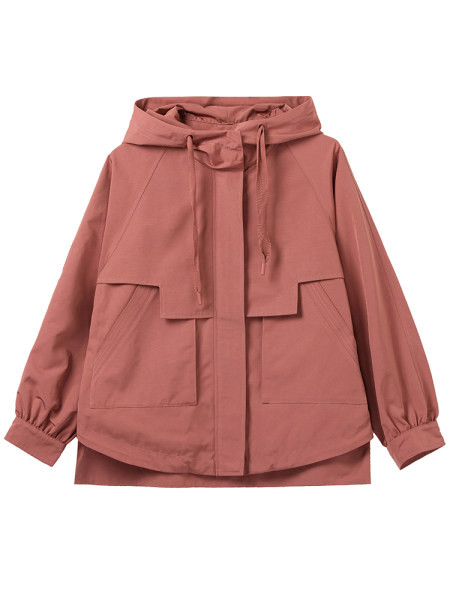 Geaca de dama cu gluga in culoarea roz