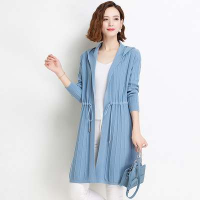 Μακρύ γυναικεία ζακέτα με κορδόνι στη μέση