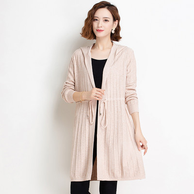 Μακρύ γυναικεία ζακέτα με κορδόνι στη μέση