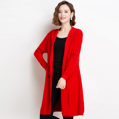 Μακρύ γυναικεία ζακέτα με κορδόνι στη μέση