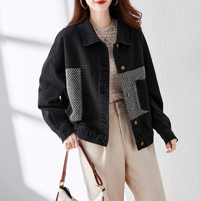 Τζιν γυναικείο μπουφάν casual με κουμπιά και γιακά