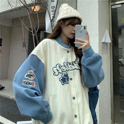 Γυναικείο casual μπουφάν με επιγραφή τύπου μπέιζμπολ