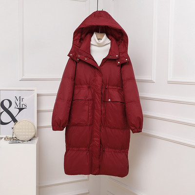 Μακρύ γυναικείο χειμωνιάτικο μπουφάν με κουκούλα