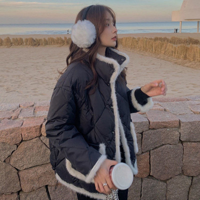 Γυναικείο μπουφάν με γούνα και ψηλό γιακά