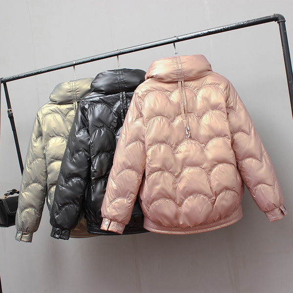 Sjajna ženska jakna za zimu i jesen, široki model bez kapuljače