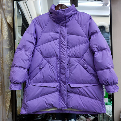 Γυναικείο χειμερινό μπουφάν χωρίς κουκούλα, φαρδύ μοντέλο