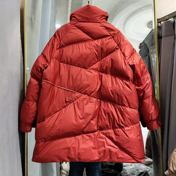 Γυναικείο χειμερινό μπουφάν χωρίς κουκούλα, φαρδύ μοντέλο