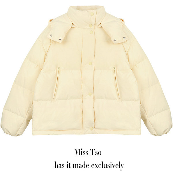 Jachetă scurtă de iarnă pentru femei cu glugă