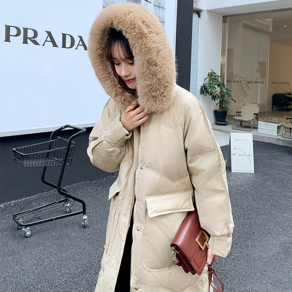 Geaca casual dama cu puf si gluga model lat