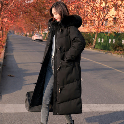 Κομψό γυναικείο μακρύ μπουφάν με κουμπιά και κουκούλα