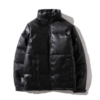 Μοντέρνο χειμερινό μπουφάν με ψηλό γιακά και κουμπιά - μονόφυλο μοντέλο