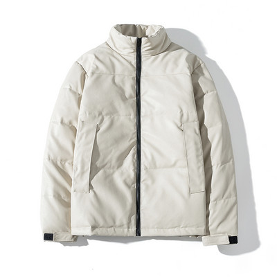 Μοντέρνο χειμερινό μπουφάν με ψηλό γιακά και κουμπιά - μονόφυλο μοντέλο