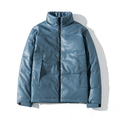 Μοντέρνο χειμερινό μπουφάν με ψηλό γιακά και κουμπιά - μονόφυλο μοντέλο