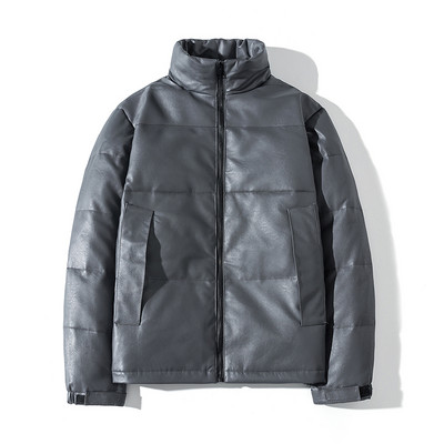 Μοντέρνο χειμερινό μπουφάν με ψηλό γιακά και κουμπιά - μονόφυλο μοντέλο