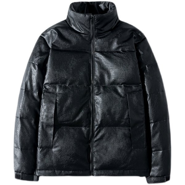 Μοντέρνο χειμερινό μπουφάν με ψηλό γιακά και κουμπιά - μονόφυλο μοντέλο