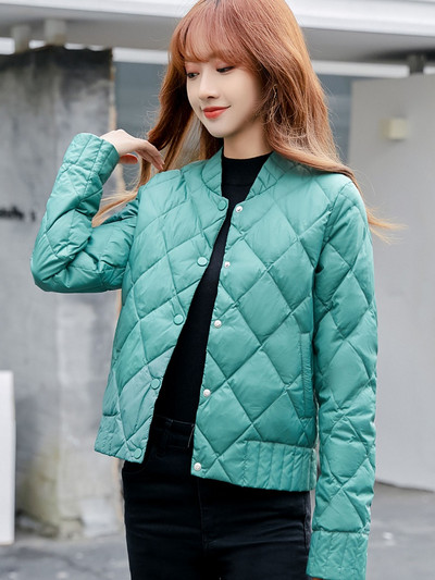 Κοντό γυναικείο μπουφάν για φθινόπωρο και χειμώνα, εφαρμοστό μοντέλο χωρίς κουκούλα