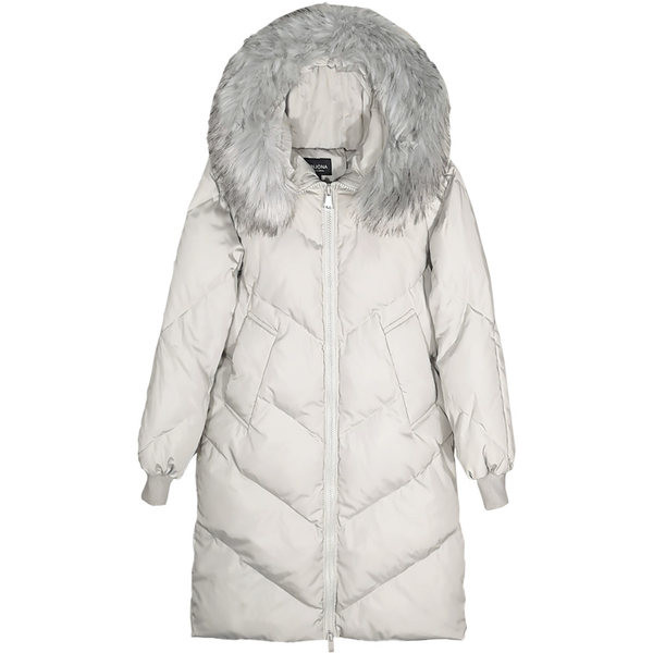 Μακρύ γυναικείο χειμωνιάτικο μπουφάν με κουκούλα 