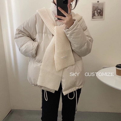 Γυναικείο χειμερινό μπουφάν με ψηλό γιακά, φαρδύ μοντέλο