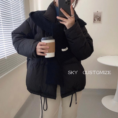 Γυναικείο χειμερινό μπουφάν με ψηλό γιακά, φαρδύ μοντέλο