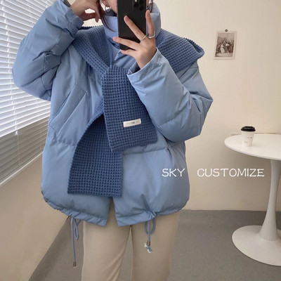 Γυναικείο χειμερινό μπουφάν με ψηλό γιακά, φαρδύ μοντέλο