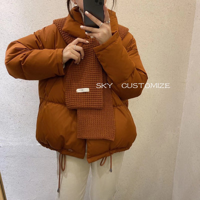 Γυναικείο χειμερινό μπουφάν με ψηλό γιακά, φαρδύ μοντέλο