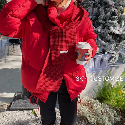 Γυναικείο χειμερινό μπουφάν με ψηλό γιακά, φαρδύ μοντέλο