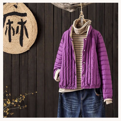 Ελαφρό μπουφάν φθινόπωρο-χειμερινό με χαμηλό γιακά και κουμπιά