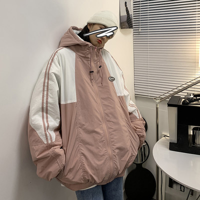 Χειμερινό μπουφάν με φερμουάρ και κουκούλα - μονόφυλο μοντέλο