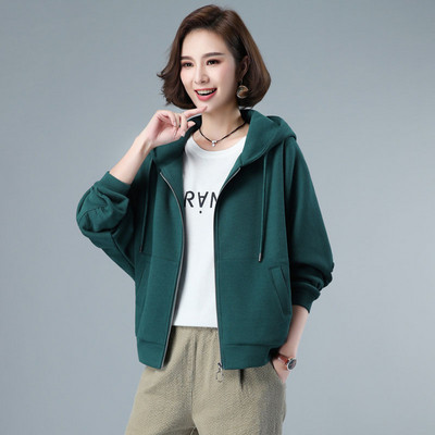 Γυναικείο casual φούτερ με κουκούλα και φερμουάρ