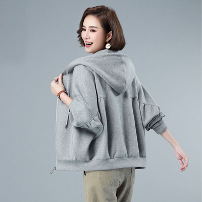 Γυναικείο casual φούτερ με κουκούλα και φερμουάρ