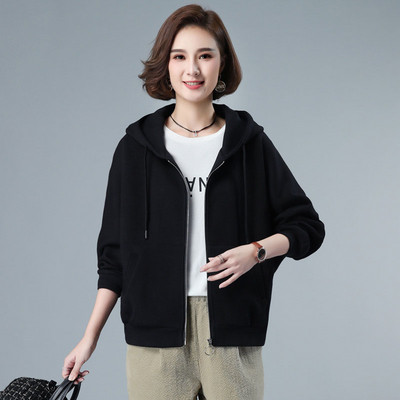 Γυναικείο casual φούτερ με κουκούλα και φερμουάρ