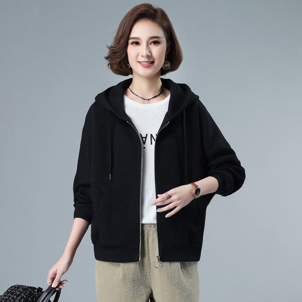 Γυναικείο casual φούτερ με κουκούλα και φερμουάρ