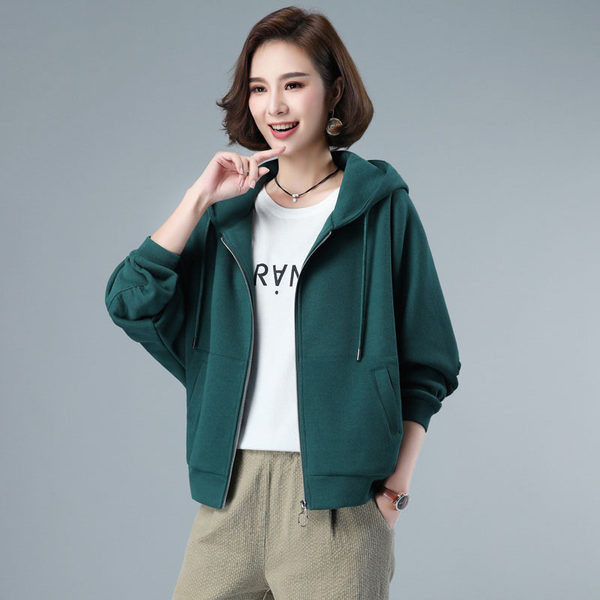 Γυναικείο casual φούτερ με κουκούλα και φερμουάρ