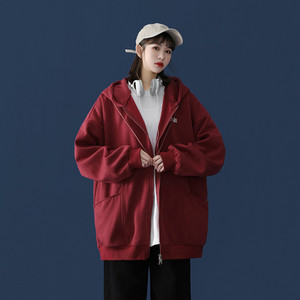 Καθημερινό φαρδύ μοντέλο φούτερ με φερμουάρ και κουκούλα