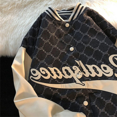 Καθημερινό φαρδύ μπουφάν με κουμπιά και επιγραφή