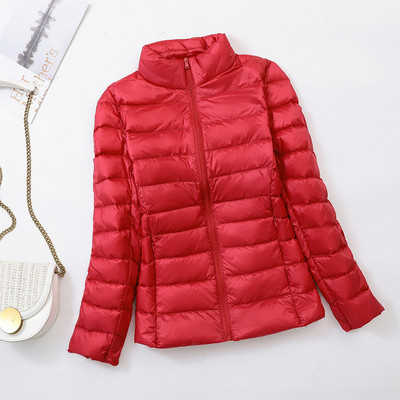 Ελαφρύ γυναικείο μπουφάν για μοντέλο για το φθινόπωρο και χειμώνα χωρίς κουκούλα