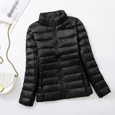 Ελαφρύ γυναικείο μπουφάν για μοντέλο για το φθινόπωρο και χειμώνα χωρίς κουκούλα